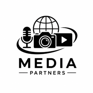 Media Partners black and white sponsor logo